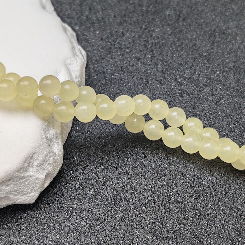 Grade A Natural Cream Color Jade Beads 6mm 8mm 10mm 12mm Smooth Polished Round 15 Inch Strand JA63 Wholesale Beads image 4