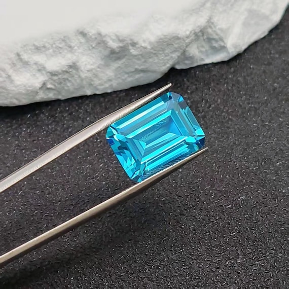 Aquamarine Rectangle Faceted Gemstone Emerald Cut Aquamarine Gem Multiple Sizes to Choose C43A