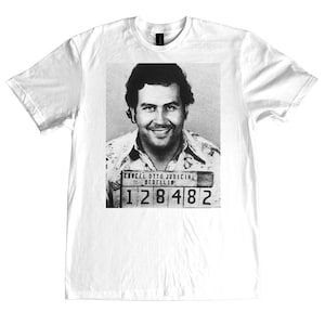 Pablo Escobar Mugshot-gedrukt 100% katoenen T-shirt