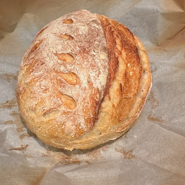 Sourdough round loaf, homemade sourdough bread, crusty round loaf bread, sourdough, made to order fresh bread, natural ingredients