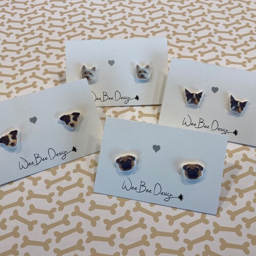 Custom Pet Earringscute Earrings Studscatdogmother's Etsy