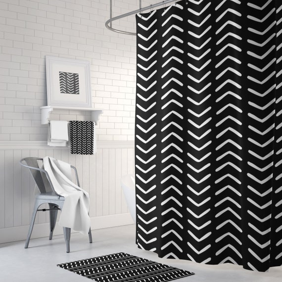 Black And White Tribal Boho Shower Curtain Bath Mats Hand Towels Can Also Be Purchased On This Listing S Starting At