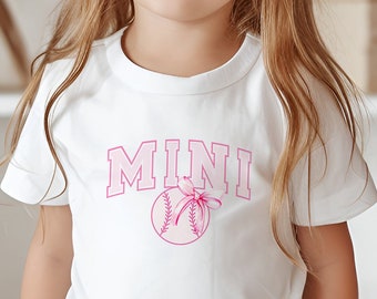 TODDLER Baseball "MINI" Matching Tee - 6 Color Options, Coquette Aesthetic Pink Bow Design, Baseball Sister, Coquette, Coquette shirt