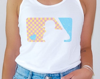Retro Baseball Logo Racerback Tank – Distressed Summer Style
