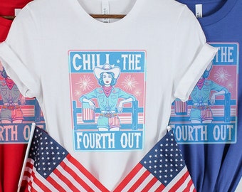 Fourth of July Retro Style Tee - Chill the Fourth Out, Distressed, Faded Style, Funny Retro Tee, Fourth of July Shirt, 4th of July Shirt