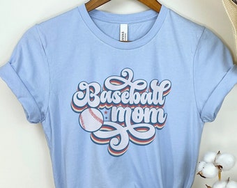 ADULT Baseball Mom Retro Style Tee - 12 Modern Color Hues, Game Day Ready, Baseball Mom, Baseball 2024, Retro Baseball