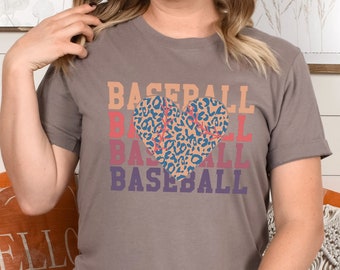 ADULT Baseball Tee - 12 Color Options, Leopard Heart Baseball, Game Day Ready, Baseball Season, Baseball Mom, Baseball Mama, Baseball 2024