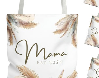 NEW Mom Boho Tote - 4 Designs | 3 Sizes, Cute & Chic, Gift for Mom, Gift for Gigi, Grandma Bag, Nana Gift Idea, Mom 2024, Mom Est 2024