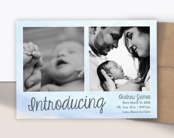 Personalized Newborn Announcement Photo Magnets | Introducing | Handmade Keepsakes | Envelopes Included