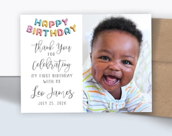 Personalized Birthday Photo Magnets | Custom Thank You Favors (Envelopes Included)