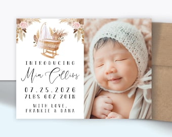 Newborn Photo Magnets | Boho Baby | Handmade Keepsakes | Envelopes Included