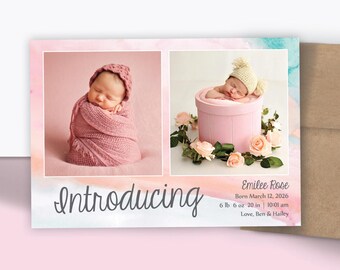 Personalized Newborn Announcement Photo Magnets | Introducing | Handmade Keepsakes | Envelopes Included