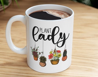 PLANT LADY - Cute Hanging Plant - Coffee Mug - Perfect Gift for Plant Lovers, Moms, and Friends, Plant Mom, Mother's Day Gift