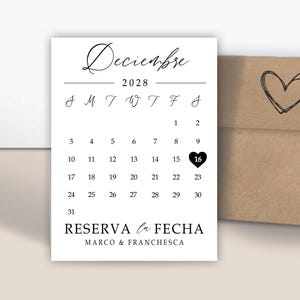 Spanish Calendar Save The Date Magnet | Reserva la Fecha | Spanish Wedding | Envelopes Included