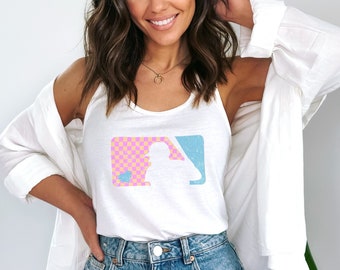 Retro Baseball Racerback Tank Top | Distressed Design