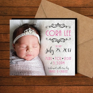 Newborn Announcement Photo Magnets | Envelopes Included | baby girl, baby boy, newborn announcement, 2023 newborn, baby gifts 2023