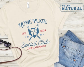 Home Plate Social Club Baseball Tee | Baseball 2024, retro baseball, retro summer t-shirt, mom baseball, baseball gift, Retro Summer