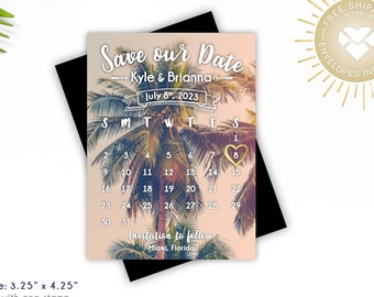Tropical Save our Date Calendar Magnets | Envelopes Included | save our date, personalized, engagement, palm tree, calendar save the date