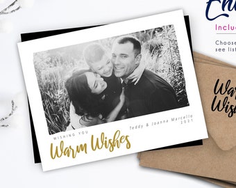 Warm Wishes Holiday Photo Magnet | Envelopes Included, Christmas Card With Photo, Christmas magnet, 2021 photo magnet