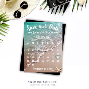 Beach Save the Date Calendar Magnets | Envelopes Included | save our date, personalized wedding, engagement favor, mailable, keepsake magnet
