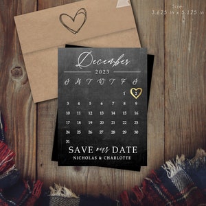 Black and White Save the Date Calendar Magnets | Envelopes Included | save our date, personalized favors, engagement, mailable, 2024 favors