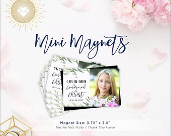 NEW for 2023 > MINI Confirmed in Christ Photo Magnets & Party Favors | Envelopes Included | christening favor, baptism favor, personalized
