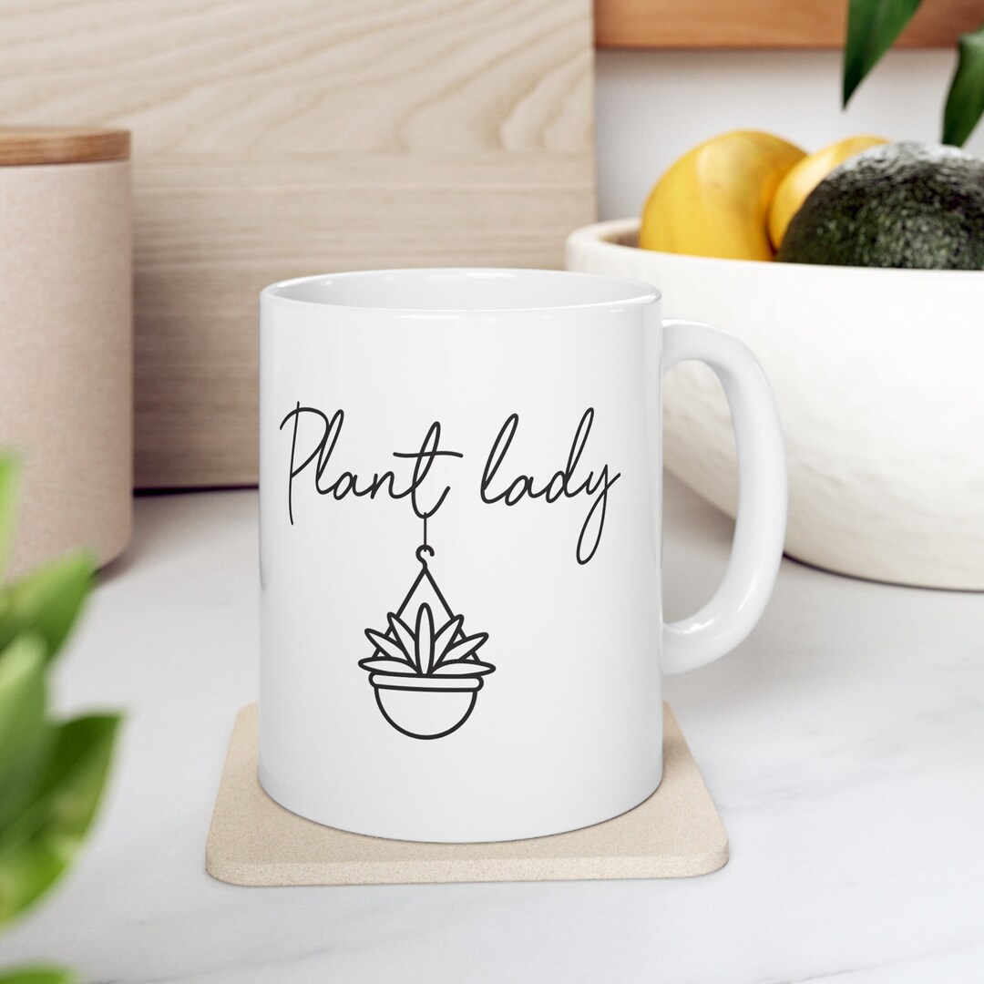 PLANT LADY Minimalistic Coffee Mug Perfect Gift for Plant Lovers, Moms