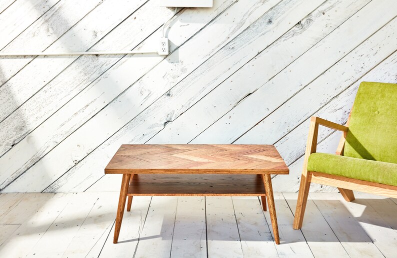 Danish Modern Herringbone Coffee Table Etsy