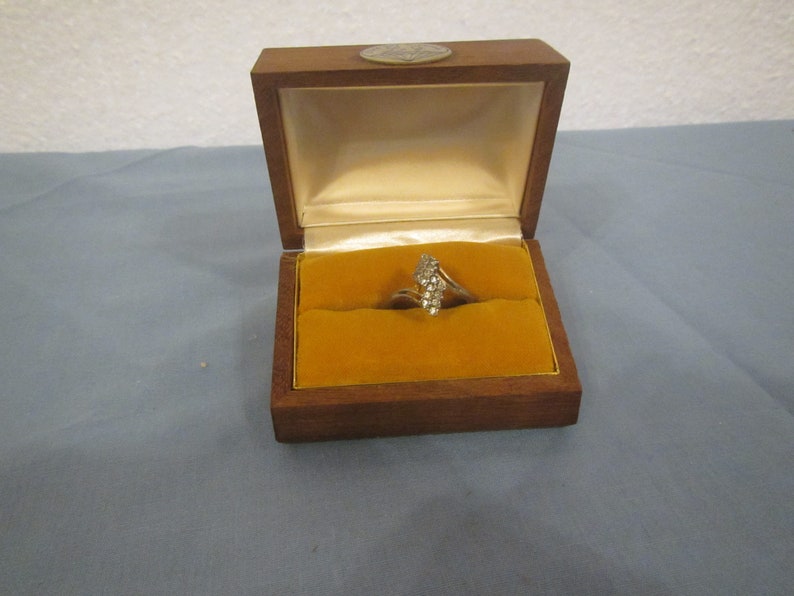 made in Japan Ellen Jay Diamonds box with fabric interior vintage Small Decorative Wood RING BOX