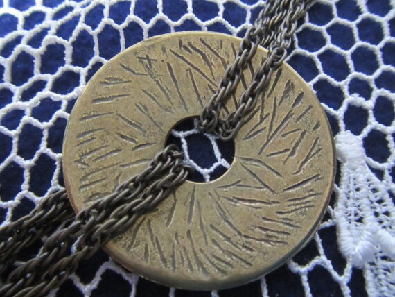 vintage  Antique Brass Chain and  Disc Belt with … - image 2