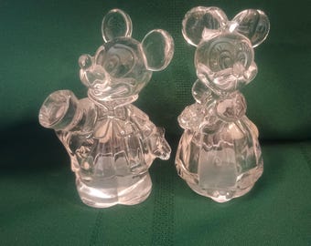 LENOX Disney Mickey and Minnie Mouse Full Lead Crystal Salt and Pepper Shakers* Free Shipping* 1C