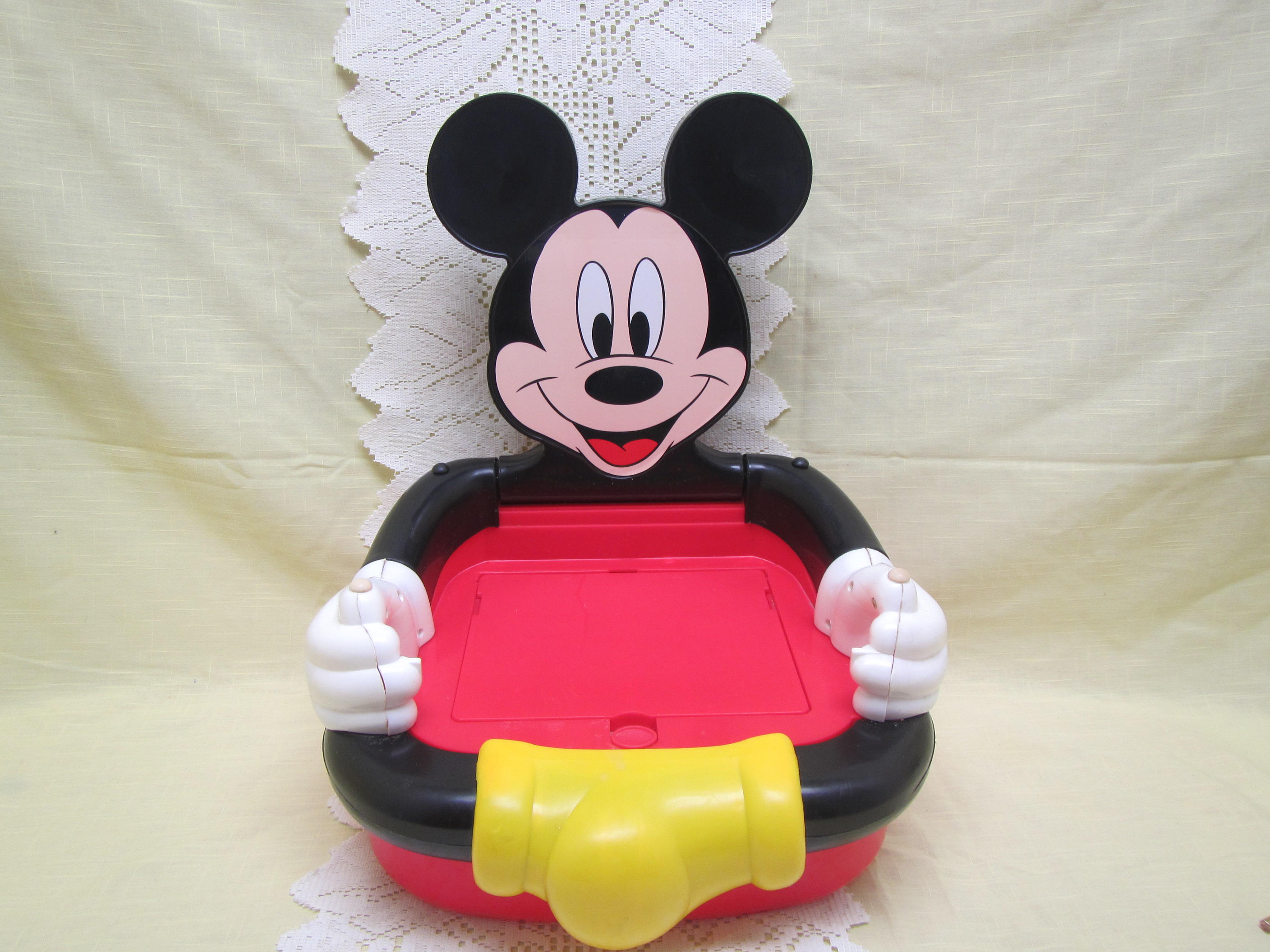 1994 MICKEY MOUSE CHAIR With Storage Compartment , Back Folds Down