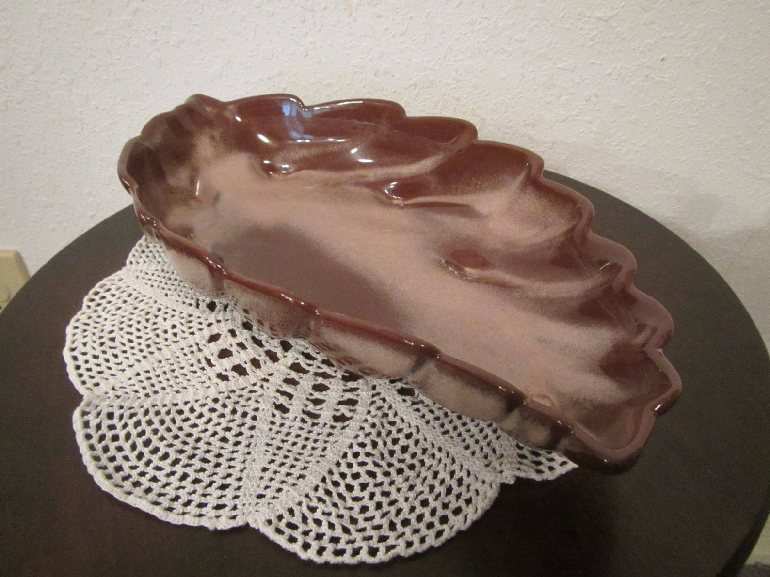 FRANKOMA Pottery Leaf Dish 226 Large Leaf Dish Brown Dish Etsy