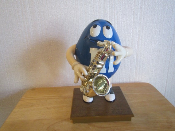 Blue Saxophone Player M & M Dispenser ** Peanut M M Dispenser