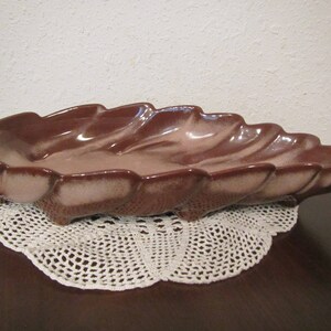 FRANKOMA Pottery Leaf Dish #226 , Large leaf dish , brown dish , 1970s