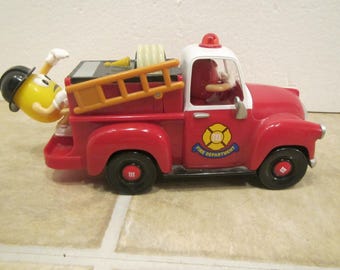 M & M Fire Department Fire Engine Dispenser, Yellow and Red