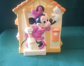 Minnie Mouse ceramic house coin bank* vintage*1B