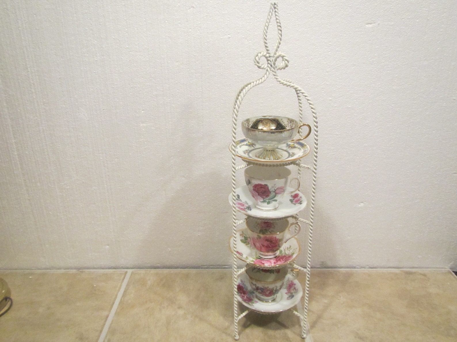 Decorative Metal Tea Cup and Saucer Display Holds 4 Tea Cup Etsy