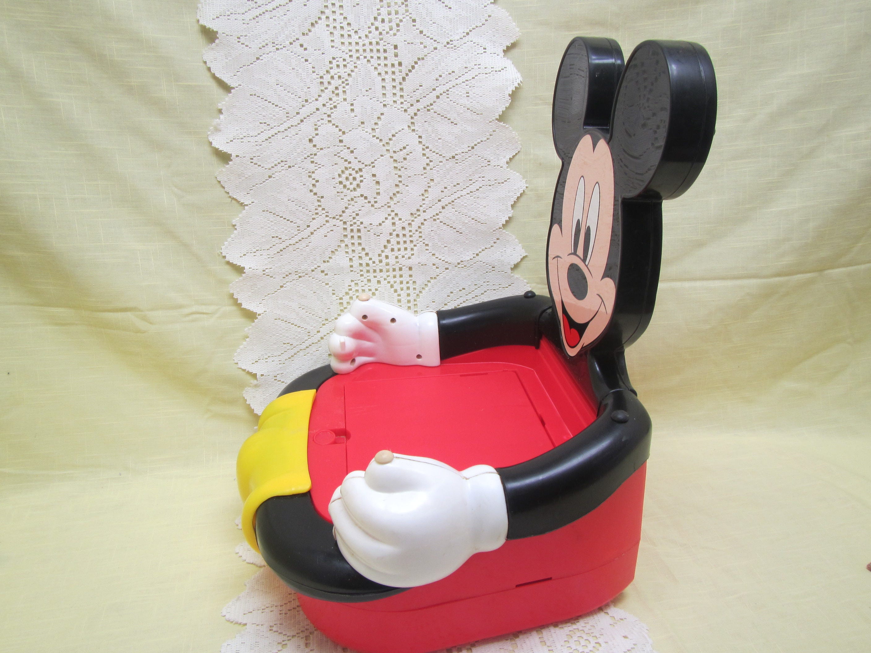 1994 MICKEY MOUSE CHAIR With Storage Compartment , Back Folds Down