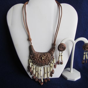 vintage NECKLACE with dangling beads and matching EARRINGS: Jewelry image 1