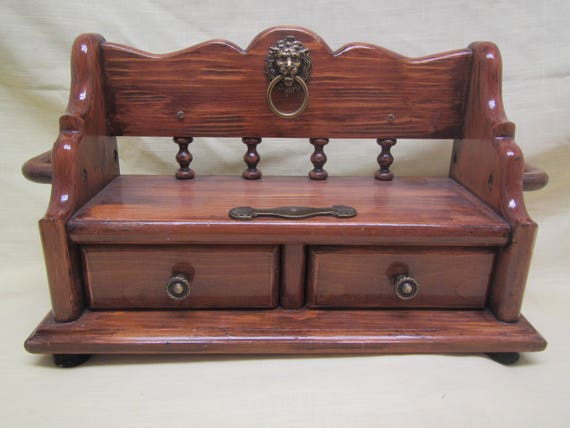 Vintage 2 Drawer Jewelry Box Wall Mount Or Sits On Dresser Etsy