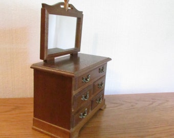 Handcrafted Wood Doll Dresser with mirror , Wood doll furniture, Musical 5 drawer dresser * Possible Jewelry box ??? * Jb208
