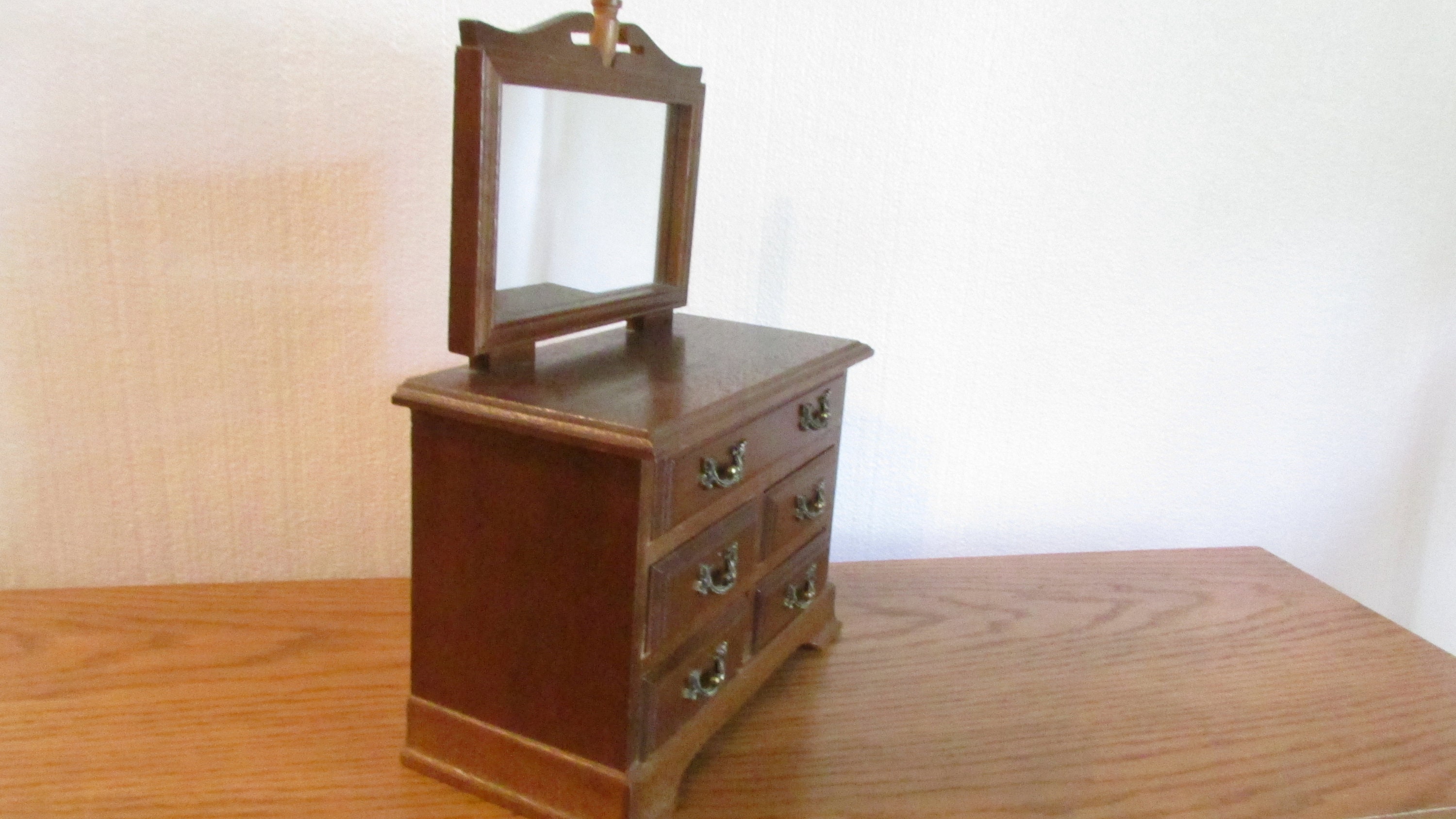 Handcrafted Wood Doll Dresser With Mirror , Wood Doll