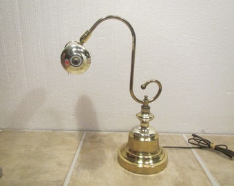 Brass Adjustable  Piano Lamp, Desk Light, Student lamp, shade adjusts to several positions, heavy lamp  #S neck