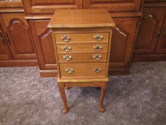 Standing Wood Jewelry Chest 4 Drawers And Opening Top With Etsy