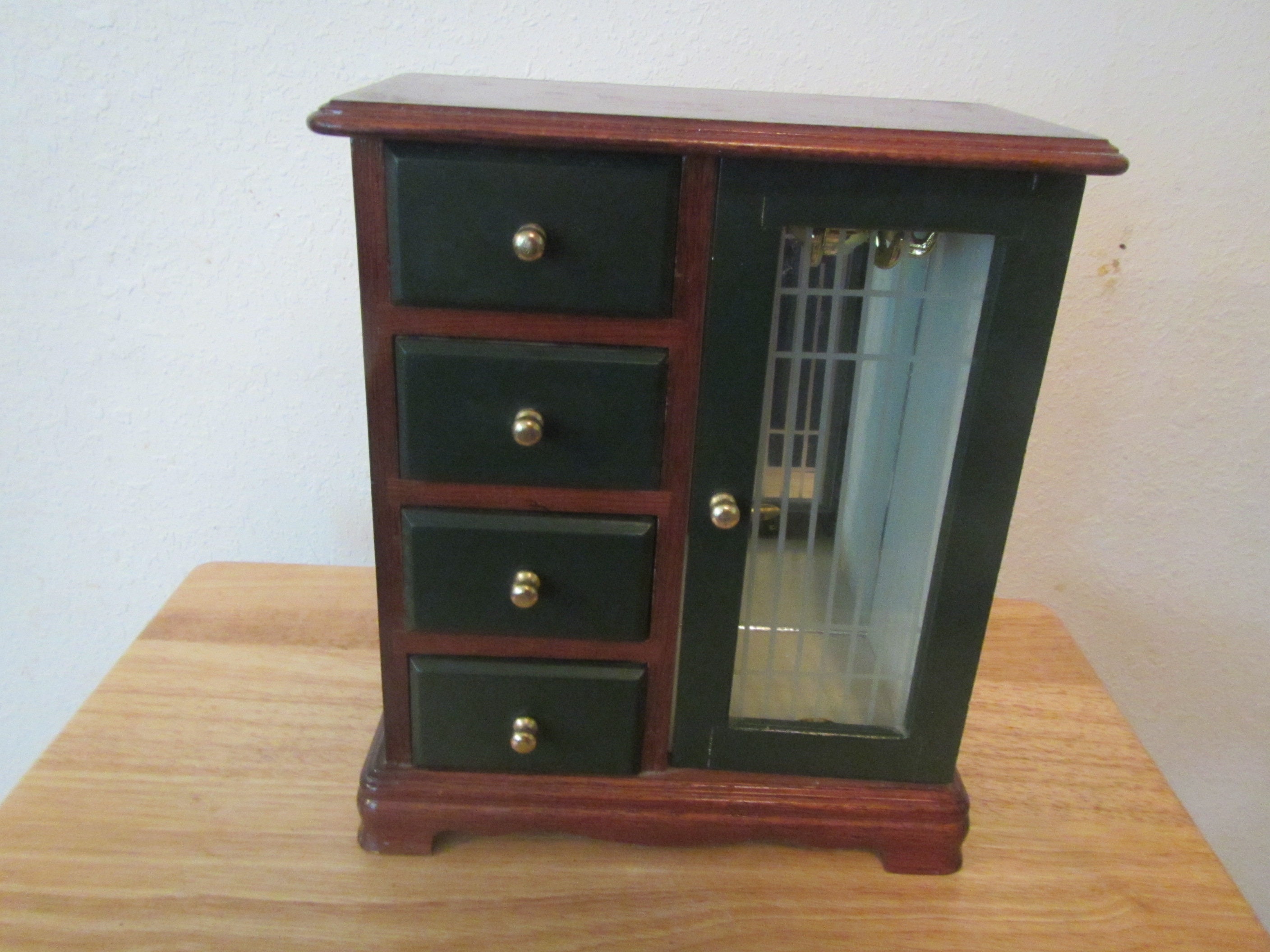 Wood Jewelry Box * 4 Drawers and 1 Door for Necklaces