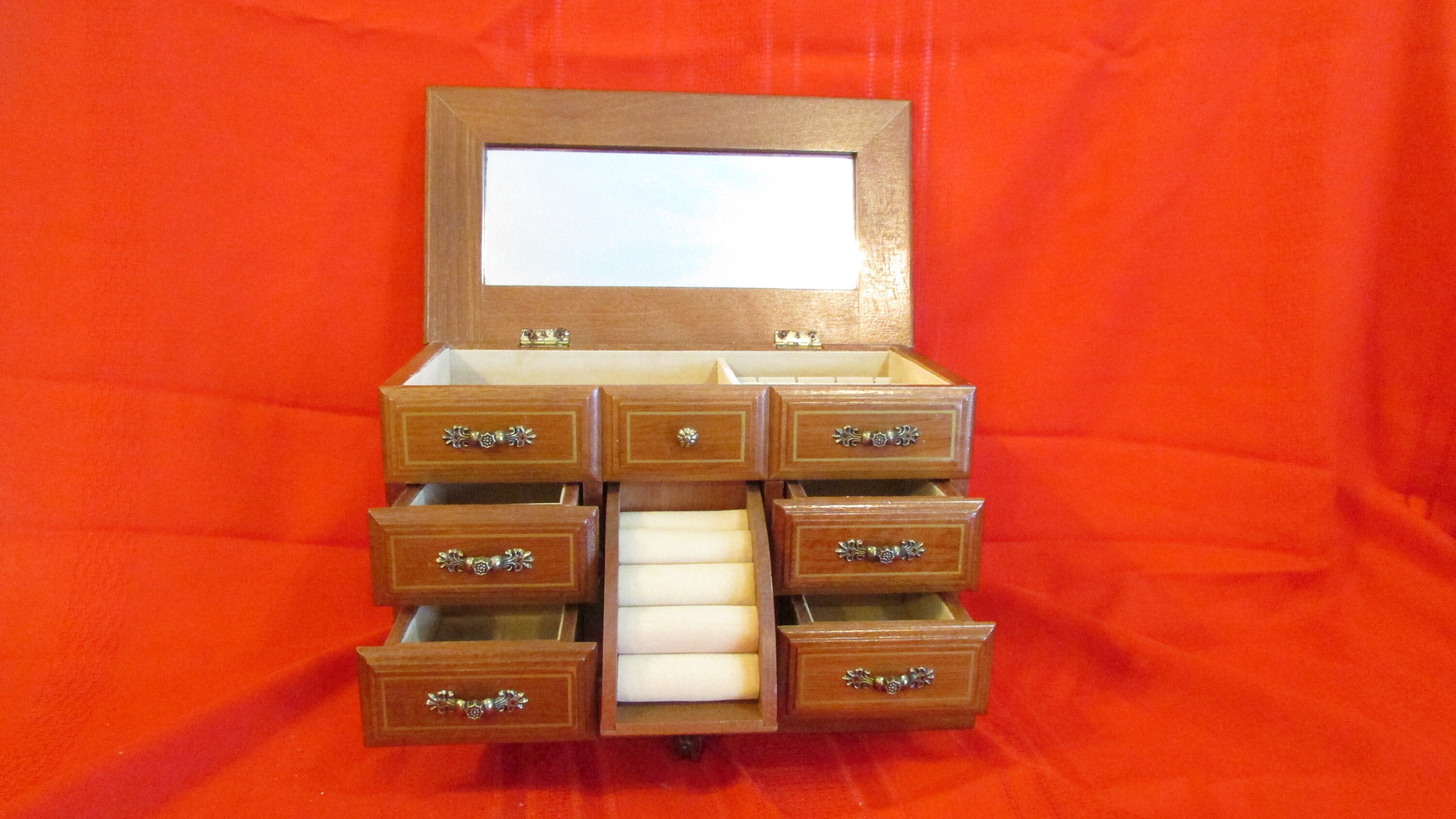 Centurion Wood Jewelry Box * 4 Drawer, 1 Ring Door , Top