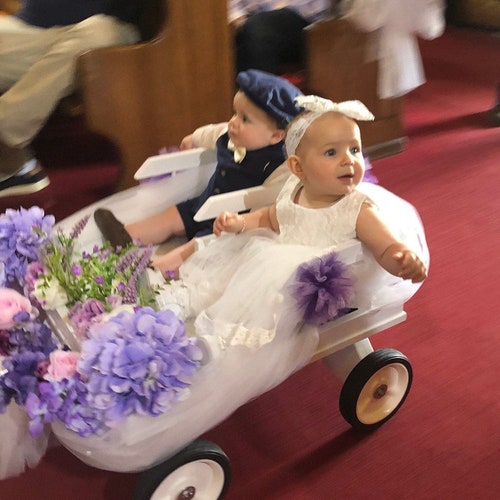 Tandem Wooden Wagon for 2 Perfect for Twins Brothers