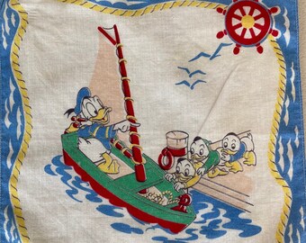 Donald Duck and Family Go Sailing - child's handkerchief