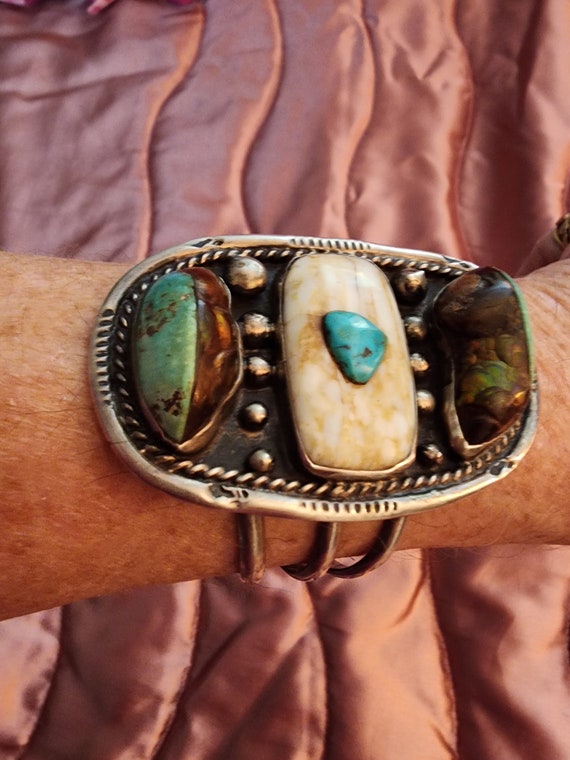 Turquoise & Fire Agate silver Bracelet - image 7